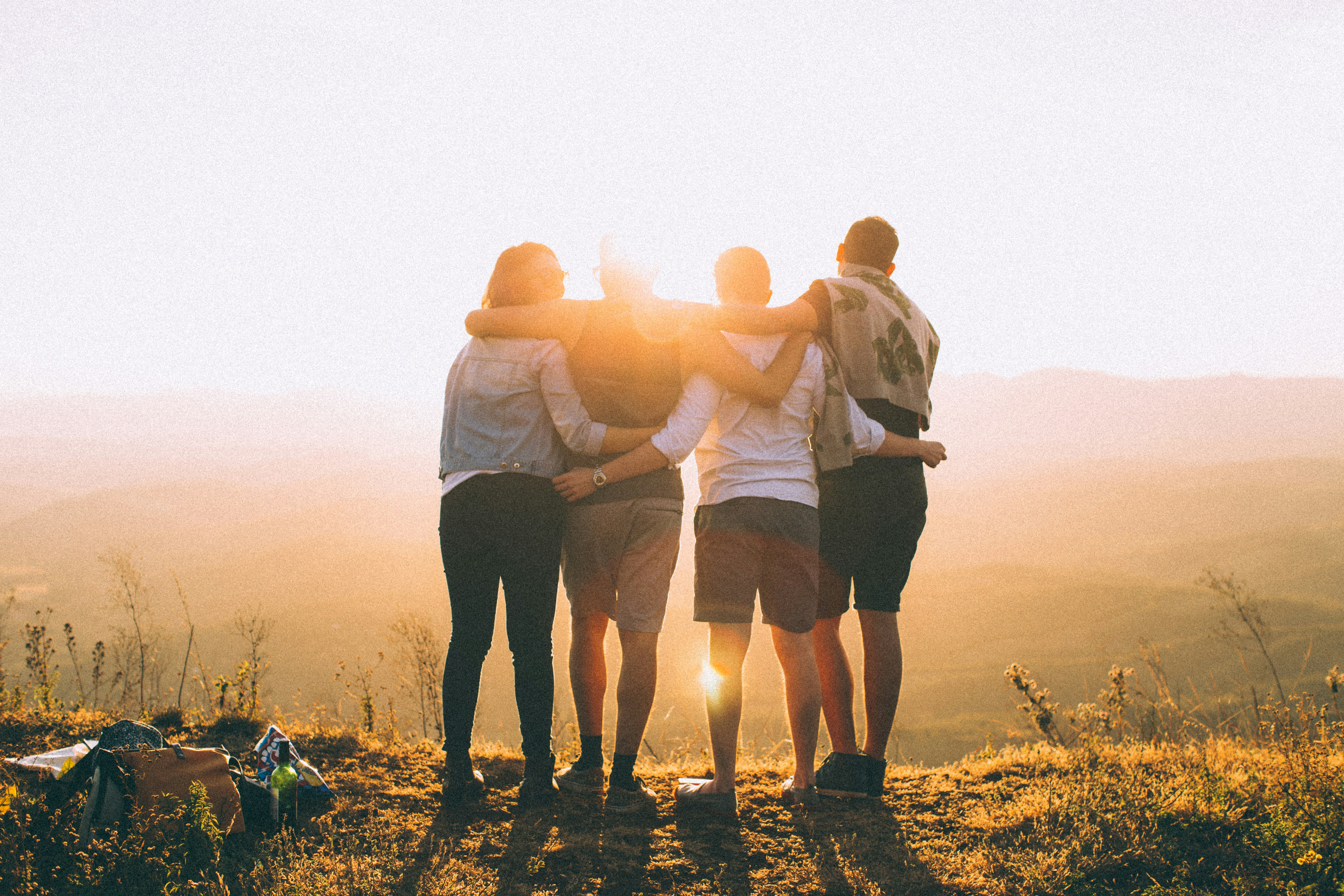 Friends together outdoors